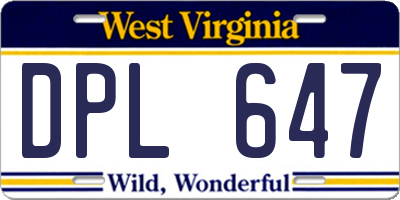 WV license plate DPL647