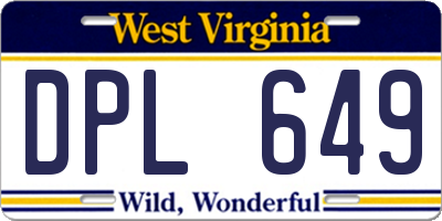 WV license plate DPL649
