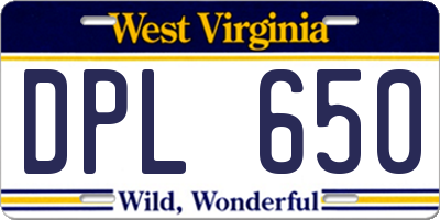 WV license plate DPL650