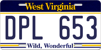 WV license plate DPL653