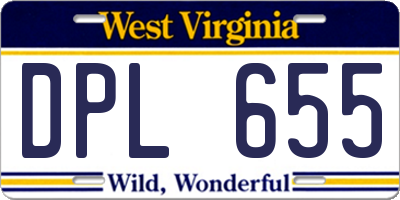 WV license plate DPL655