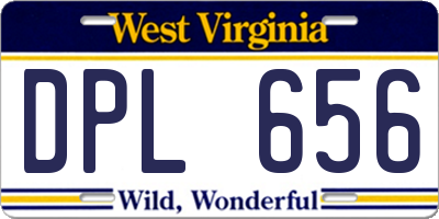 WV license plate DPL656