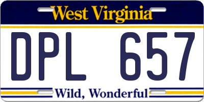 WV license plate DPL657