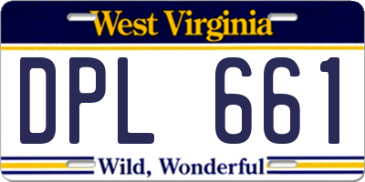 WV license plate DPL661