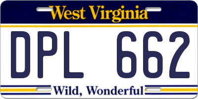 WV license plate DPL662