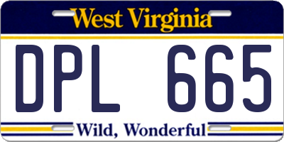WV license plate DPL665