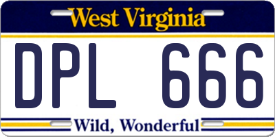 WV license plate DPL666
