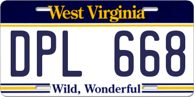 WV license plate DPL668