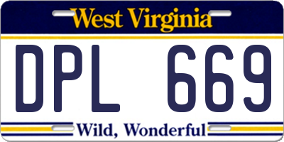 WV license plate DPL669