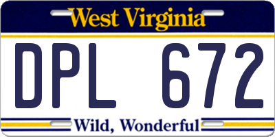 WV license plate DPL672