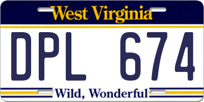 WV license plate DPL674