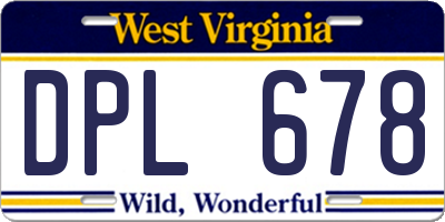WV license plate DPL678