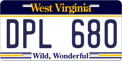 WV license plate DPL680