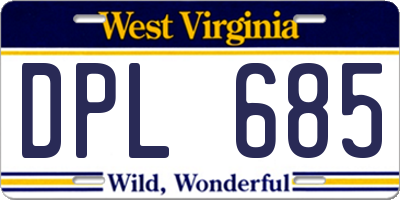 WV license plate DPL685