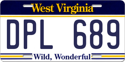 WV license plate DPL689