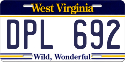 WV license plate DPL692