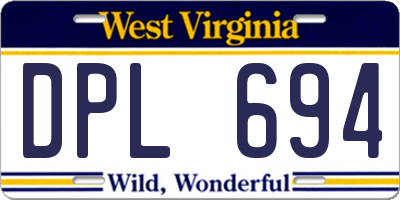 WV license plate DPL694