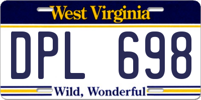 WV license plate DPL698
