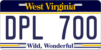WV license plate DPL700