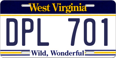WV license plate DPL701