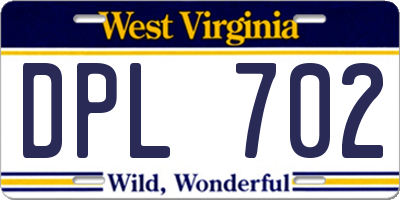 WV license plate DPL702