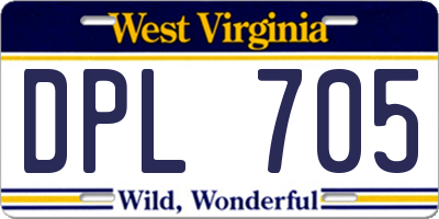 WV license plate DPL705
