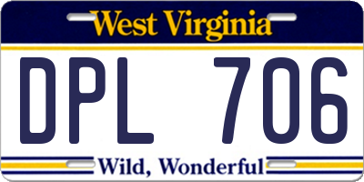 WV license plate DPL706