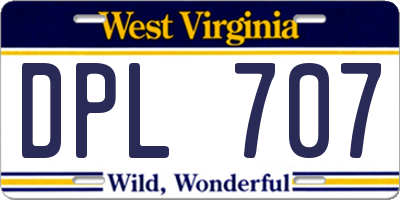 WV license plate DPL707