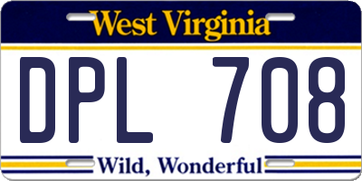 WV license plate DPL708