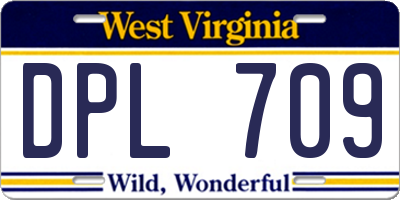 WV license plate DPL709