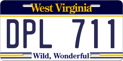 WV license plate DPL711