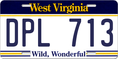 WV license plate DPL713
