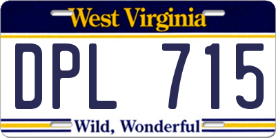 WV license plate DPL715