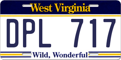 WV license plate DPL717