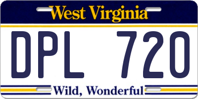 WV license plate DPL720