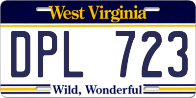 WV license plate DPL723