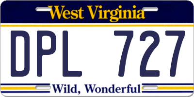 WV license plate DPL727