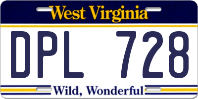 WV license plate DPL728