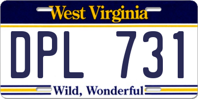 WV license plate DPL731