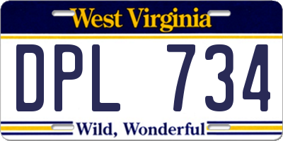 WV license plate DPL734