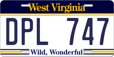 WV license plate DPL747