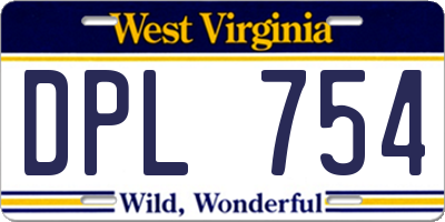 WV license plate DPL754