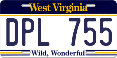 WV license plate DPL755