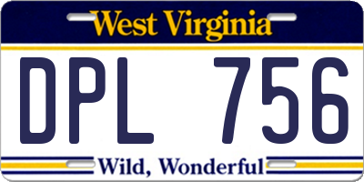 WV license plate DPL756