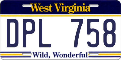 WV license plate DPL758