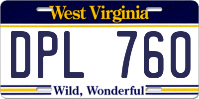 WV license plate DPL760