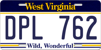 WV license plate DPL762
