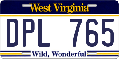 WV license plate DPL765