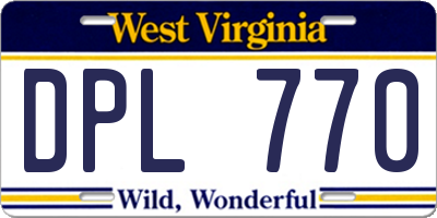 WV license plate DPL770