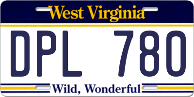WV license plate DPL780